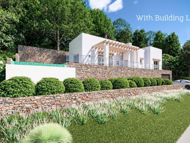 Neubauvilla im Ibiza-Stil in Jávea mit Meerblick und Pool