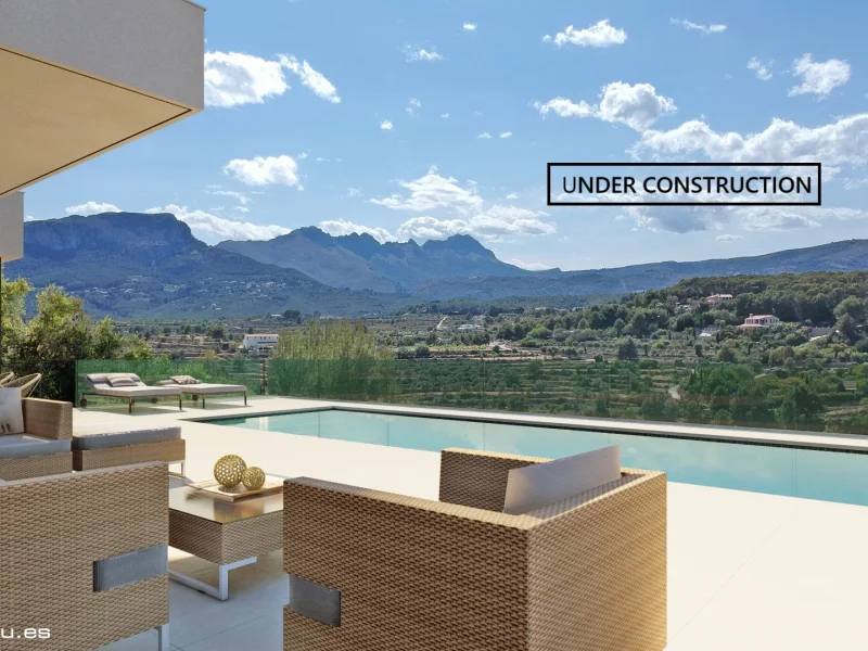 Moderne Neubauvilla in Empedrola II, Calpe mit Bergblick