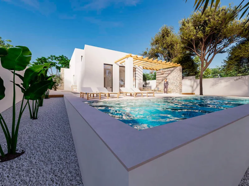 Ibiza-Stil Villa zu verkaufen in Moraira mit privatem Pool