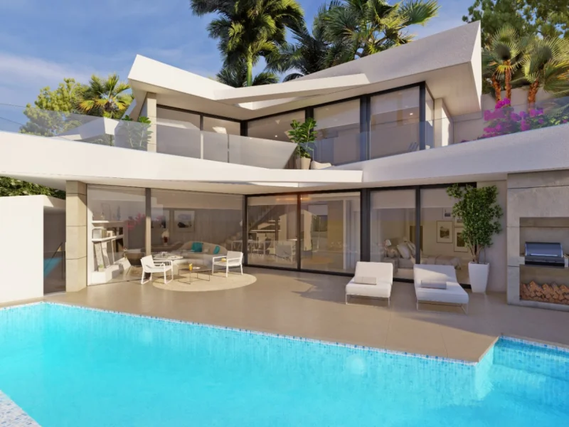 Modernes Chalet in Benitachell mit Panoramablick auf das Meer