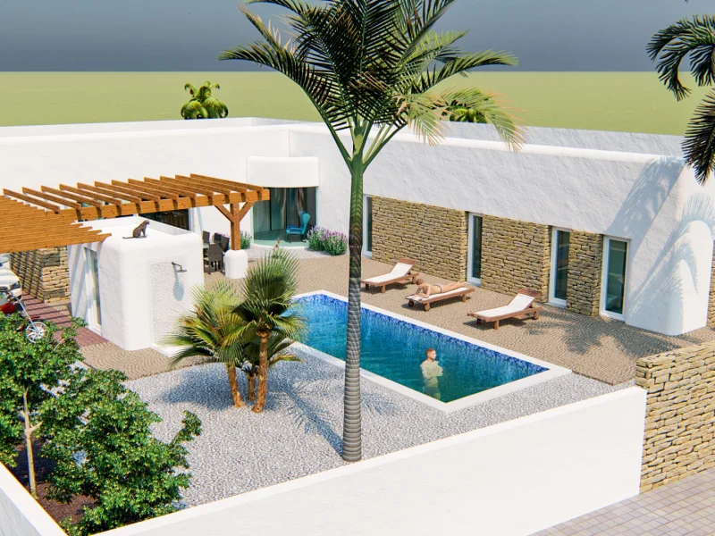Ibizenkische Villa mit privatem Pool in Polop