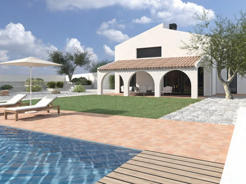 Moderne Villa im Finca-Stil in Teulada mit großem Grundstück und Pool