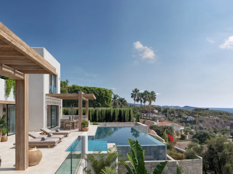 Villa im Ibiza-Stil mit Meerblick in Benissa, Racó de Galeno