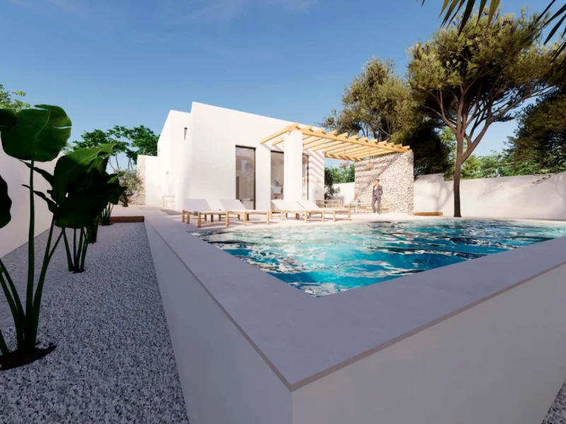 Villa im ibizenkischen Stil in Moraira mit Panoramablick