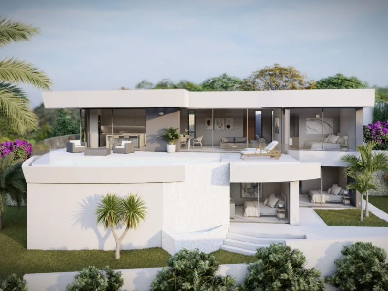 Moderne Villa mit vier Schlafzimmern in Calpe mit Infinity-Pool und Meerblick