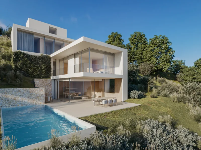 Moderne Luxusvilla in Benissa, La Fustera mit Panoramameerblick
