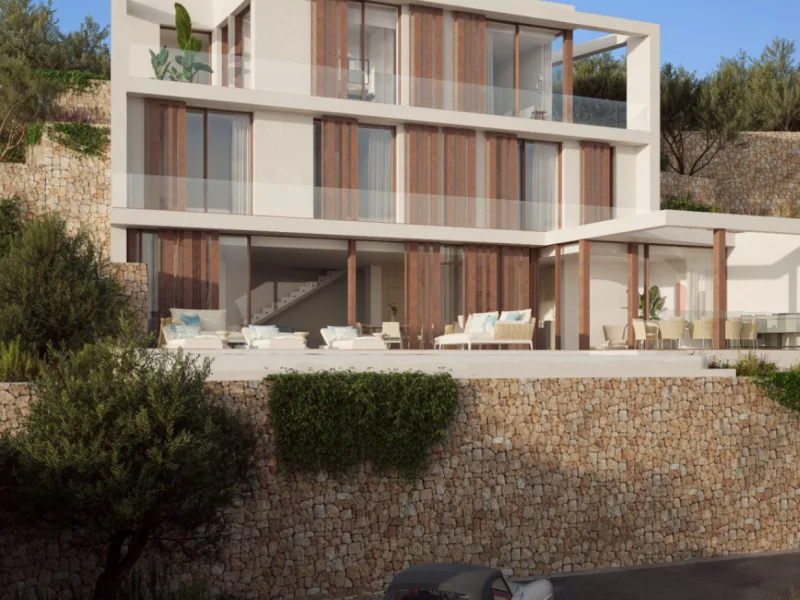 Moderne Villa im ibizenkischen Stil in Benissa, Baladrar mit Meerblick