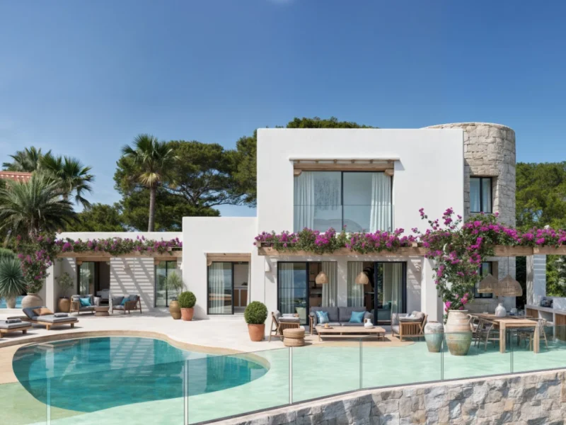 Villa im ibizenkischen Stil in Benimeit, Moraira mit Meerblick