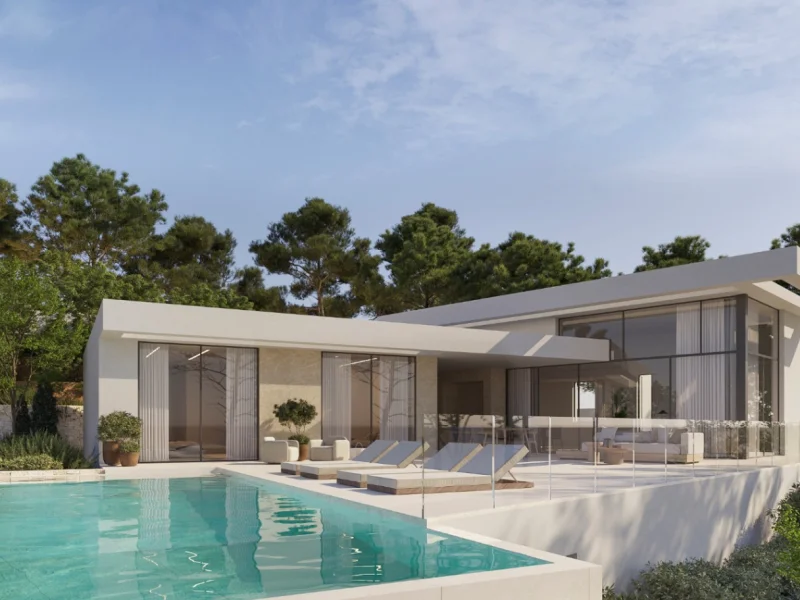 Moderne Neubauvilla in Benitachell, Los Molinos mit Meerblick