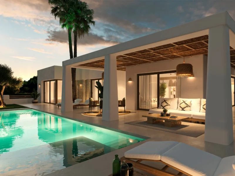 Villa im ibizenkischen Stil in Jávea, Lomas Del Rey mit Pool