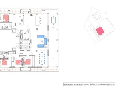 Detaillierter Grundriss der elften Etage, der zwei Penthäuser zu einem Layout mit 4 Schlafzimmern, 4 Bädern, zwei Wohnbereichen und weitläufigen Terrassen vereint.