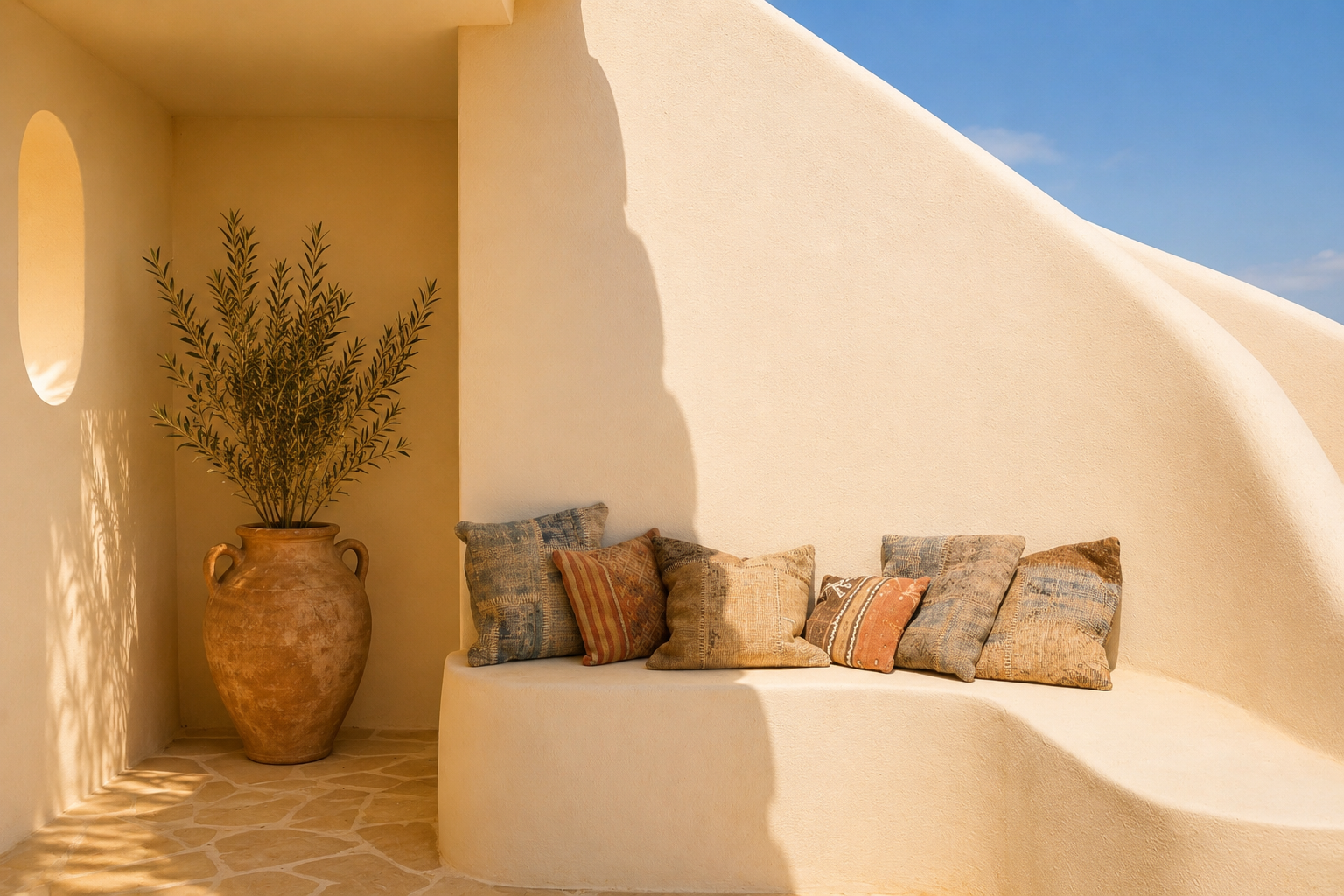 Die geräumige Master-Suite bietet einen komfortablen Schlafbereich mit direktem Zugang zu einer privaten Terrasse und weitem Küstenblick.