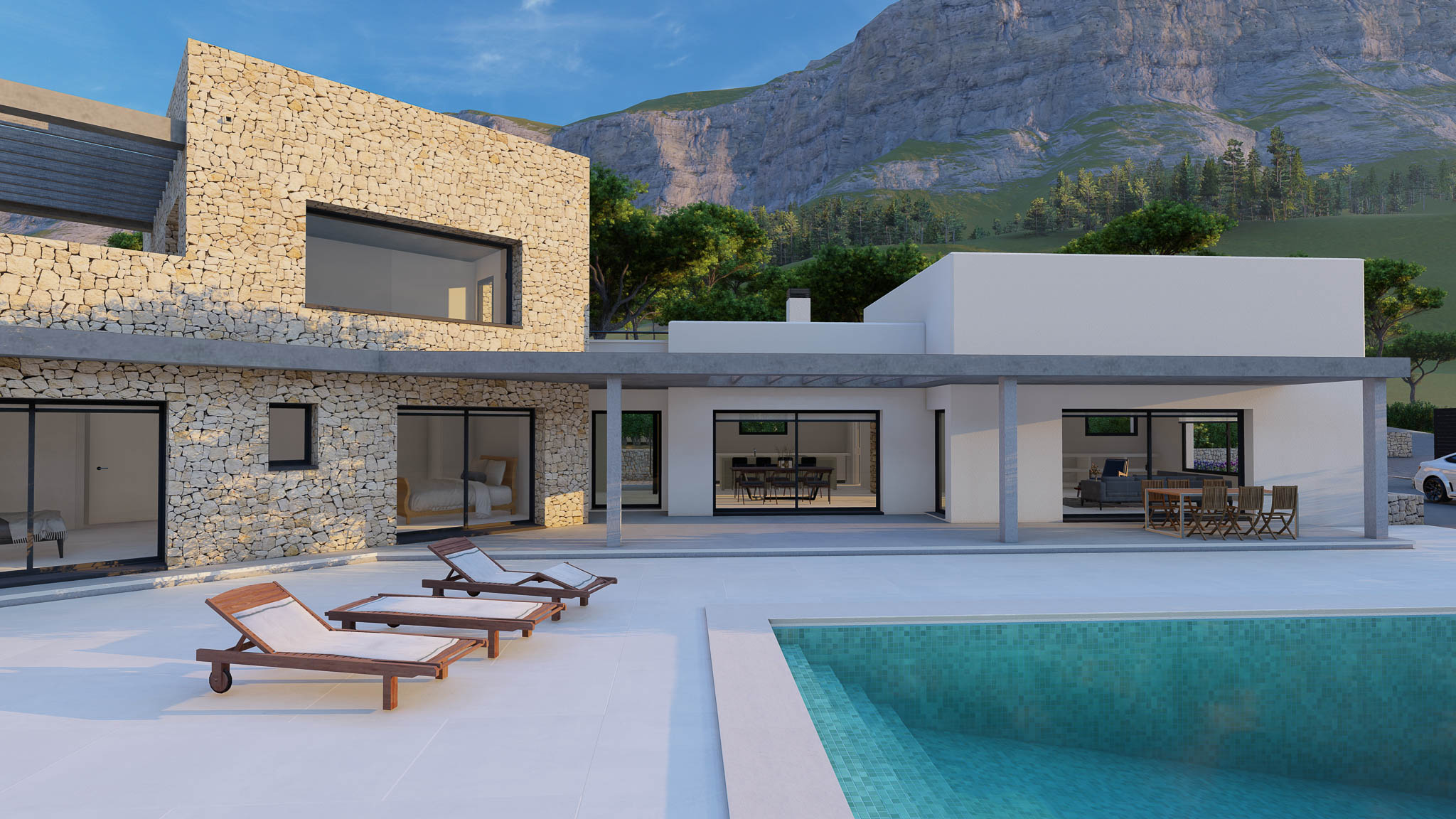 Außenbereich der Villa mit Pool