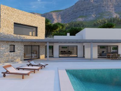 Außenbereich der Villa mit Pool