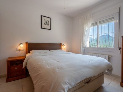 Schlafzimmer mit Bergblick