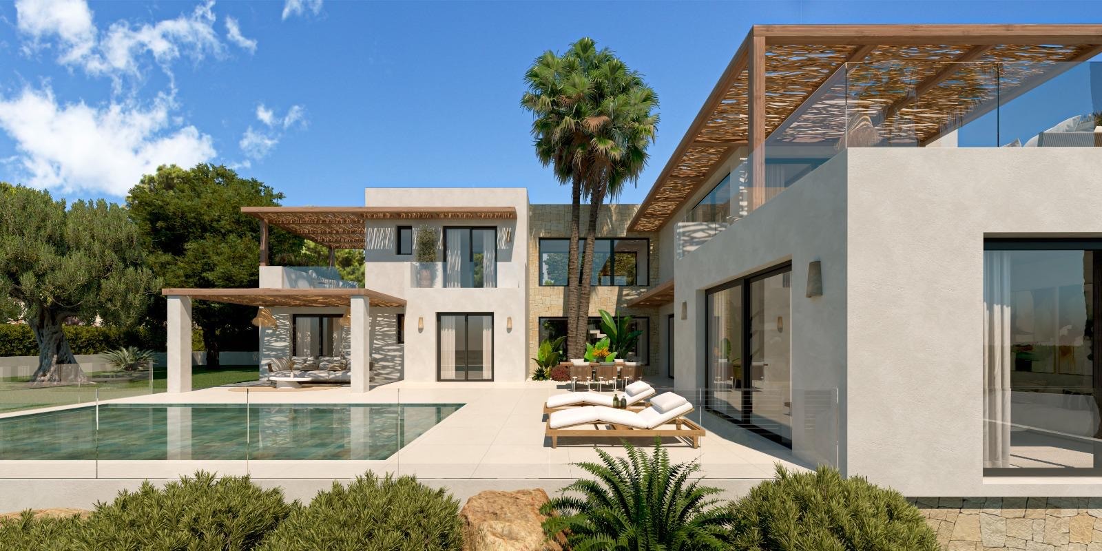 Außenansicht der Villa mit Pool