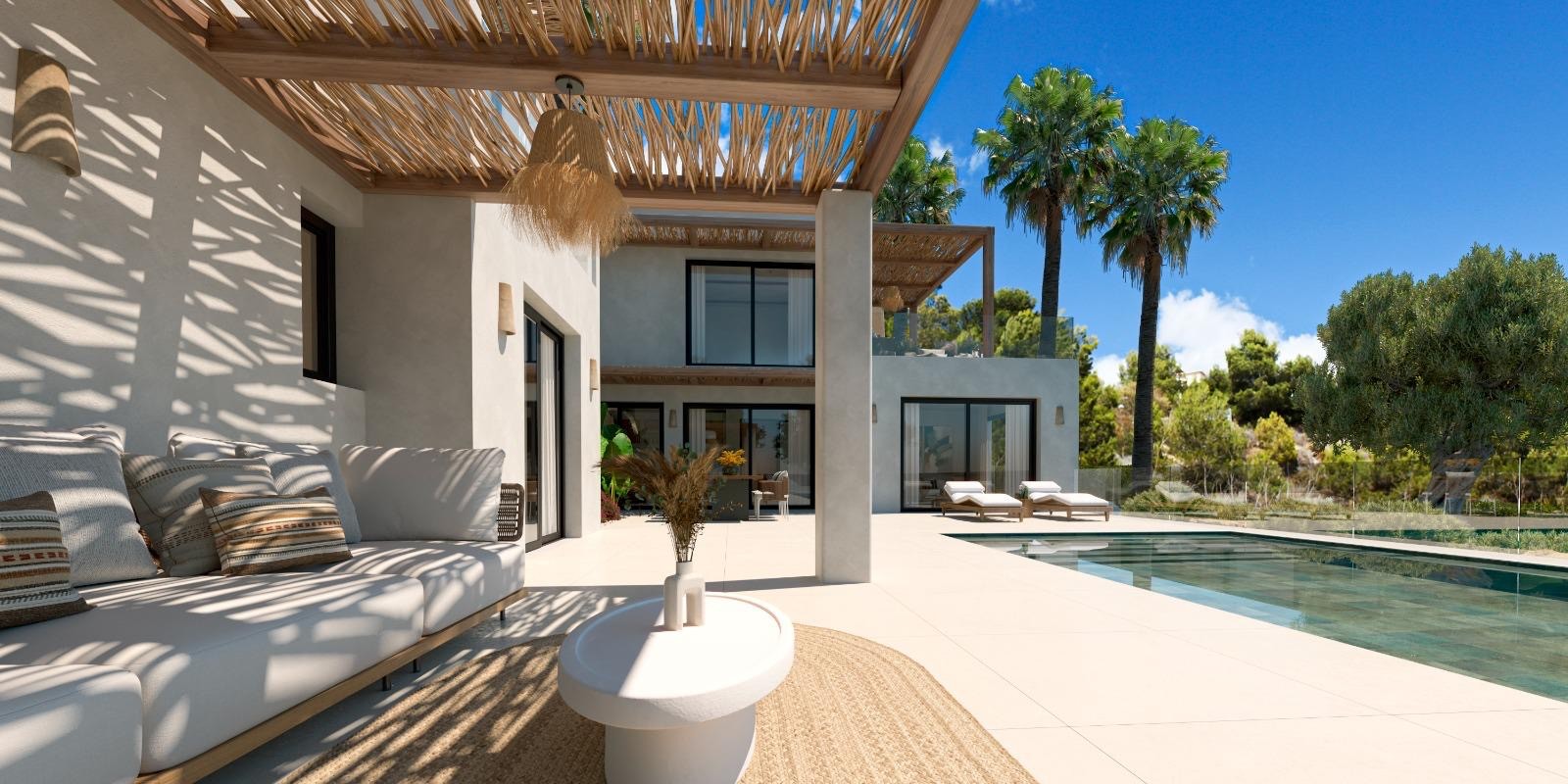 Überdachte Terrasse und Pool