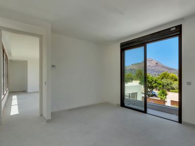 Schlafzimmer mit Bergblick