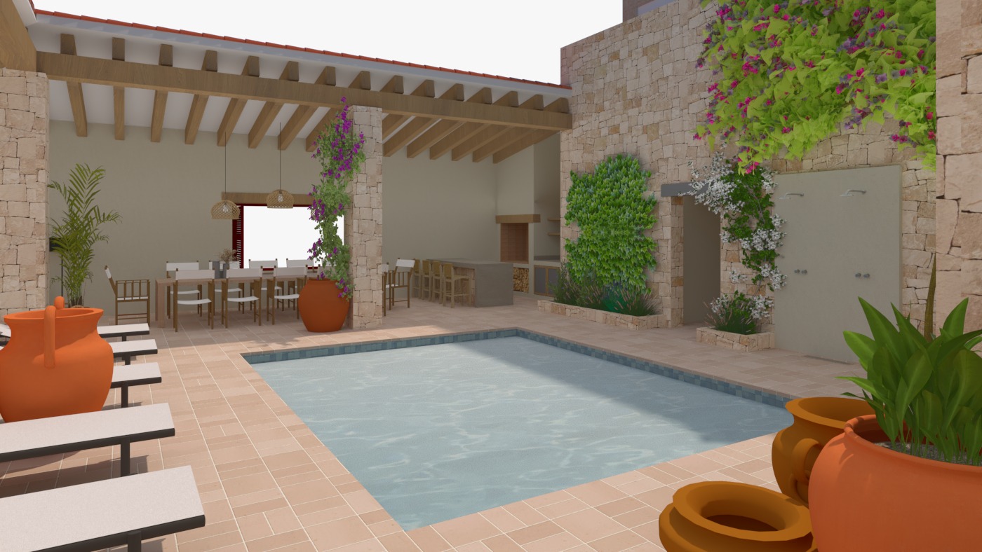 Innenhof mit Swimmingpool