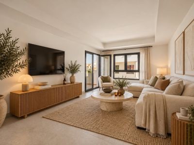 Wohnzimmer mit Zugang zur Terrasse