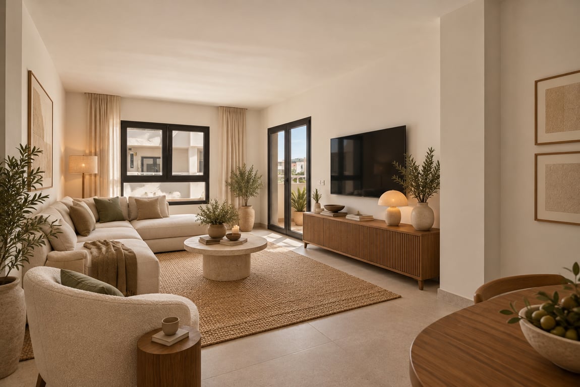Wohnzimmer mit Zugang zur Terrasse