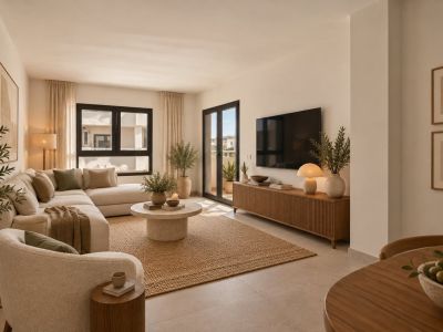 Wohnzimmer mit Zugang zur Terrasse