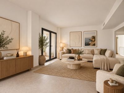 Wohnzimmer mit Zugang zur Terrasse