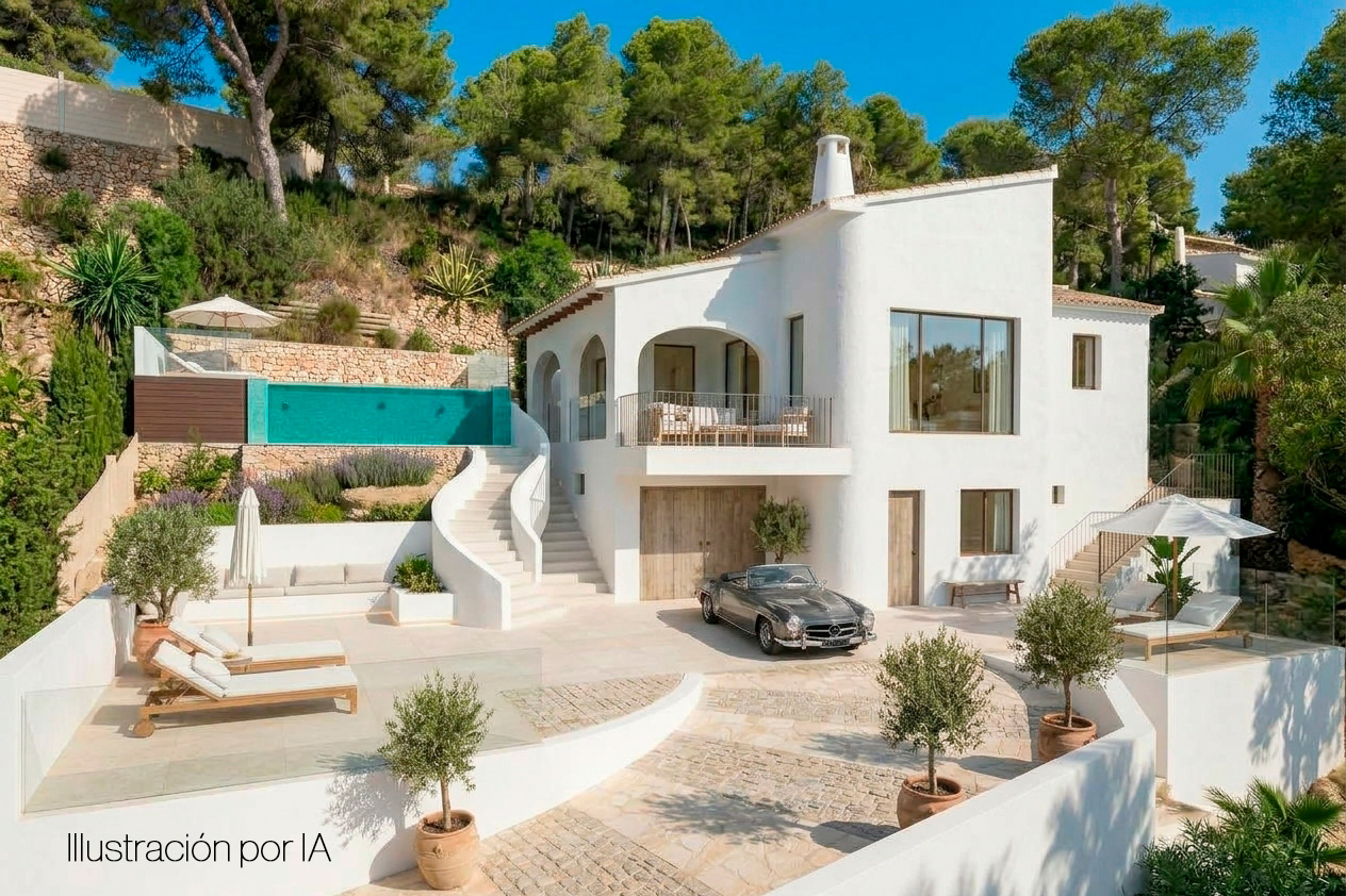 Außenansicht der Villa mit Pool