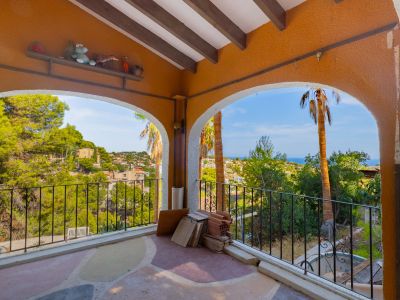Überdachte Veranda mit Meerblick