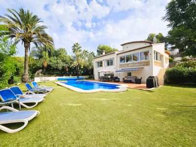 Außenbereich mit Garten und Pool
