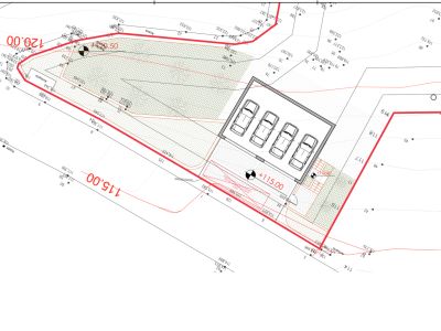 Garage und Grundstücksplan