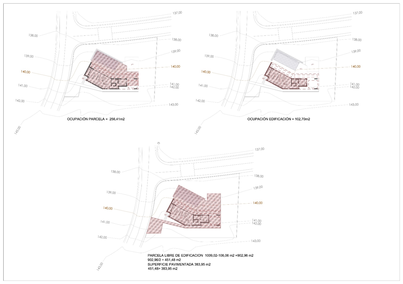 Architektonischer Plan einer Villa, der die Grundstücks- und Gebäudebelegung zeigt.